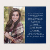 シンプル葬儀記念写真ブルー祈りの言葉カード (内部フラット)