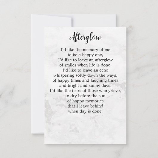 シンプル葬儀記念写真悔やみや弔慰祈りの言葉カード (裏面)