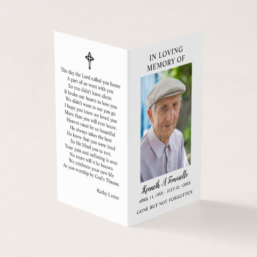 シンプル葬儀記念写真折り祈りの言葉カード (外部)