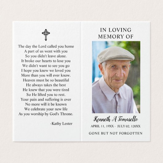 シンプル葬儀記念写真折り祈りの言葉カード (外部フラット)