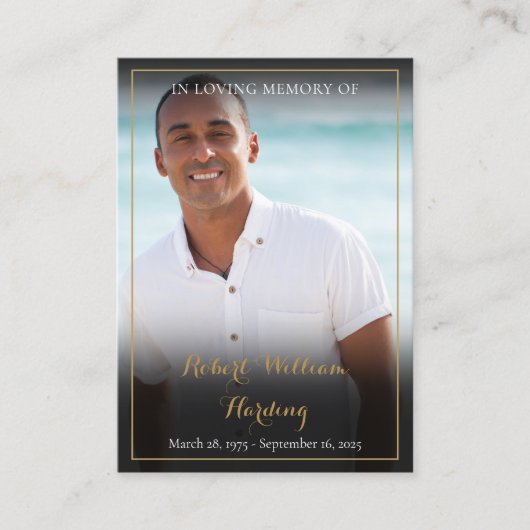 シンプル葬儀記念写真祈りの言葉カード 名刺 (正面)