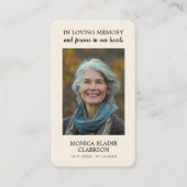 シンプル葬儀記念写真祈りの言葉カード 名刺 (正面)