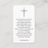 シンプル葬儀記念写真祈りの言葉カード 名刺 (裏面)