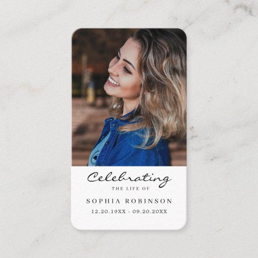 シンプル葬儀記念写真祈りの言葉カード 名刺 (正面)