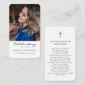 シンプル葬儀記念写真祈りの言葉カード 名刺 (正面/裏面)