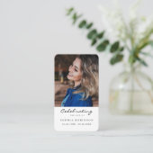 シンプル葬儀記念写真祈りの言葉カード 名刺 (スタンド正面)