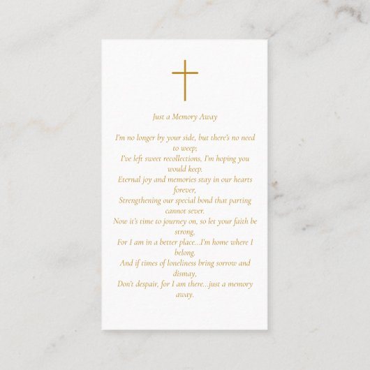 シンプル葬儀記念写真祈りの言葉カード 名刺 (裏面)