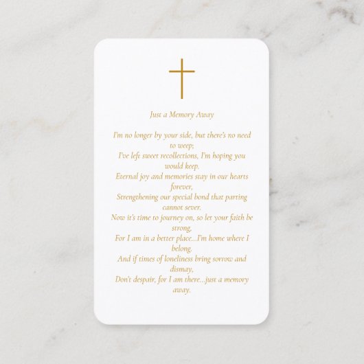 シンプル葬儀記念写真祈りの言葉カード 名刺 (裏面)