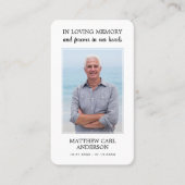 シンプル葬儀記念写真米国国旗の祈りの言葉カード 名刺 (正面)