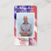 シンプル葬儀記念写真米国国旗の祈りの言葉カード 名刺 (正面)