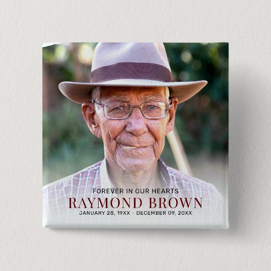シンプル葬儀記念写真追悼 缶バッジ (正面)