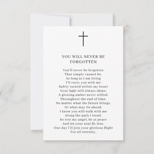 シンプル葬儀記念悔やみや弔慰写真カード カード (裏面)