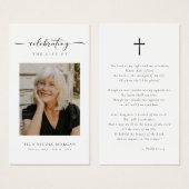 シンプル葬儀記念悔やみや弔慰写真祈りの言葉カード (正面&裏面)