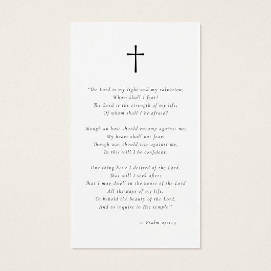 シンプル葬儀記念悔やみや弔慰写真祈りの言葉カード (裏面)