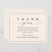 シンプル葬儀記念悔やみや弔慰死別 サンキューカード (正面/裏面)