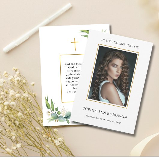 シンプル葬儀記念祈りの言葉フォトカード