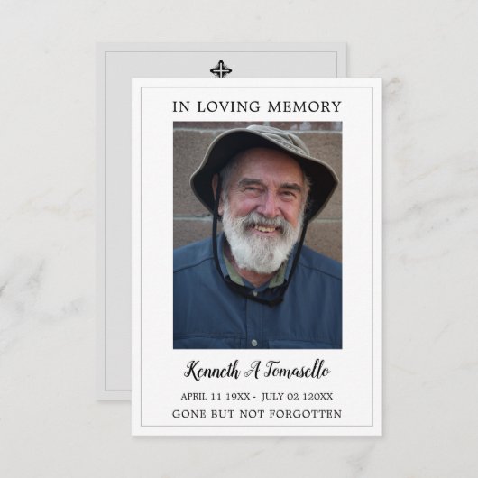 シンプル葬儀記念祈りの言葉フォトカード エンクロージャーカード (正面/裏面)