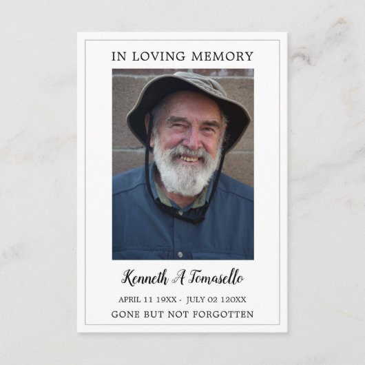 シンプル葬儀記念祈りの言葉フォトカード エンクロージャーカード (正面)