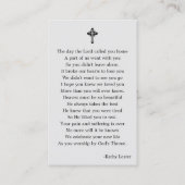 シンプル葬儀記念祈りの言葉フォトカード 名刺 (裏面)