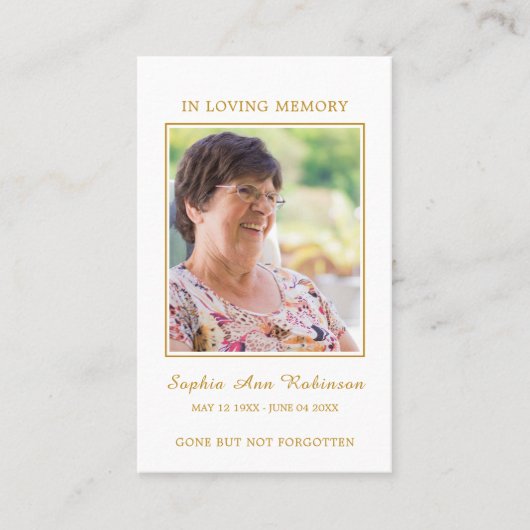 シンプル葬儀記念祈りの言葉フォトカード 名刺 (正面)