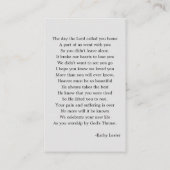 シンプル葬儀記念祈りの言葉フォトカード 名刺 (裏面)