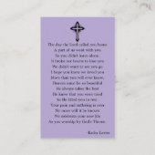 シンプル葬儀記念祈りの言葉フォトカード 名刺 (裏面)