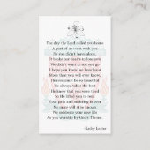 シンプル葬儀記念祈りの言葉フォトカード 名刺 (裏面)