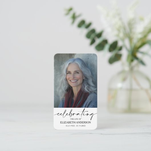 シンプル葬儀記念祈りの言葉フォトカード 名刺 (スタンド正面)