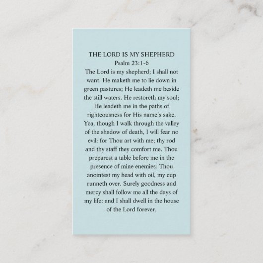 シンプル葬儀記念祈りの言葉フォトカード 名刺 (裏面)