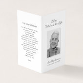 シンプル葬儀記念祈りの言葉フォトカード 名刺 (外部)