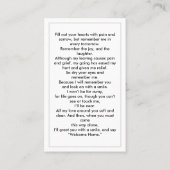 シンプル葬儀記念祈りの言葉フォトカード 名刺 (裏面)