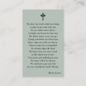 シンプル葬儀記念祈りの言葉フォトカード 名刺 (裏面)