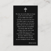 シンプル葬儀記念祈りの言葉フォトカード 名刺 (裏面)