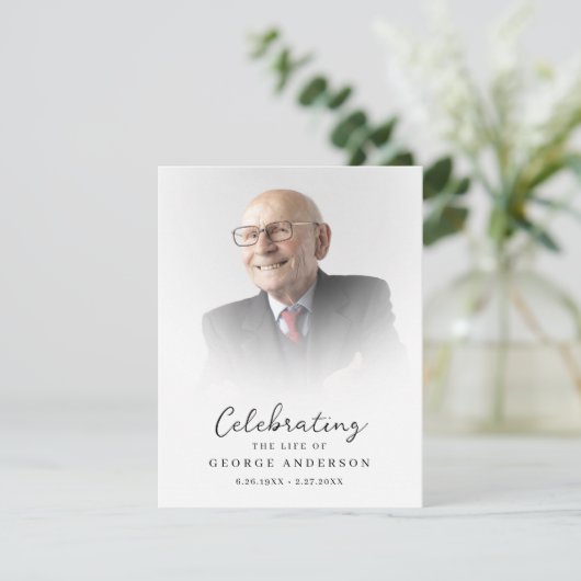 シンプル葬儀記念祈りの言葉フォトカード 招待状 (スタンド正面)