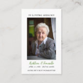 シンプル葬儀記念祈りの言葉フォトグリーンカード 名刺 (正面)