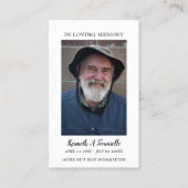 シンプル葬儀記念祈りの言葉フォトブルーカード 名刺 (正面)