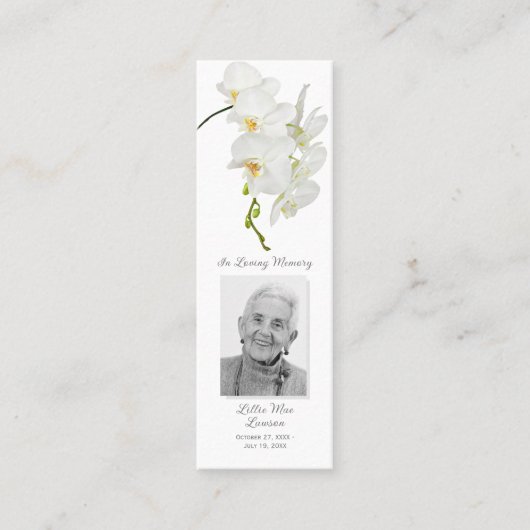 シンプル葬儀記念祈りの言葉写真ブックマークカード スキニー名刺 (正面)