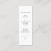 シンプル葬儀記念祈りの言葉写真ブックマークカード スキニー名刺 (裏面)