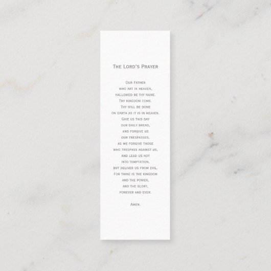 シンプル葬儀記念祈りの言葉写真ブックマークカード スキニー名刺 (裏面)