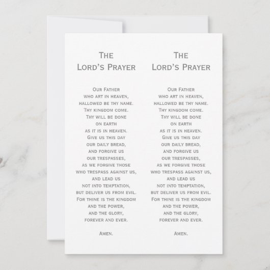 シンプル葬儀記念祈りの言葉写真ブックマークカード 招待状 (裏面)