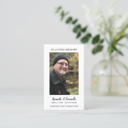 シンプル葬儀記念祈りの言葉2枚フォトカード 名刺 (スタンド正面)