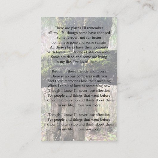 シンプル葬儀記念祈りの言葉2枚フォトカード 名刺 (裏面)