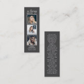 シンプル葬儀3フォト悔やみや弔慰グレー祈りの言葉カード スキニー名刺 (正面/裏面)