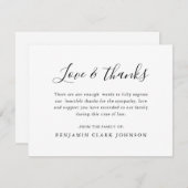 シンプル葬式の弔意の忌引悔やみや弔慰 サンキューカード (正面/裏面)