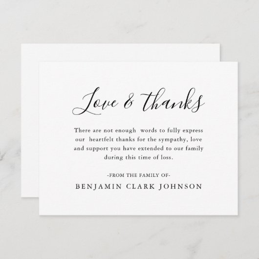 シンプル葬式の弔意の忌引悔やみや弔慰 サンキューカード (正面/裏面)