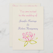 シンプル蓮結婚花 招待状 (正面/裏面)
