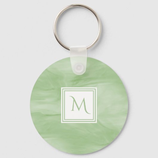 シンプル薄い緑の繊細な大理石モノグラモダンム キーホルダー (正面)