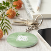 シンプル薄い緑の繊細な大理石モノグラモダンム キーホルダー (側面)