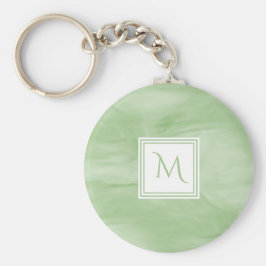 シンプル薄い緑の繊細な大理石モノグラモダンム キーホルダー