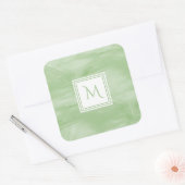 シンプル薄い緑の繊細な大理石モノグラモダンム スクエアシール (封筒)